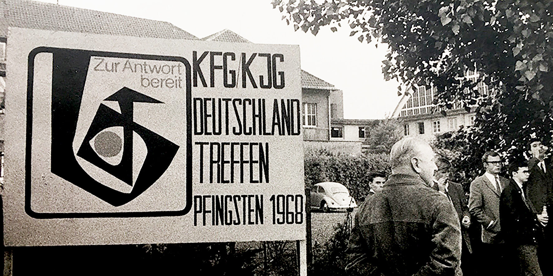 1968 KjG Seelenbohrer Willkommensschild für Pfingsttreffen Münster